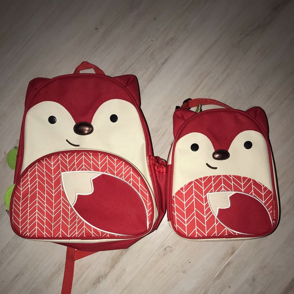 Skip hop zoo fox backpack and matching lunch bag